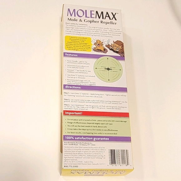 New. Bonide Molemax Mole & Gopher Repeller Sonic - Picture 3 of 6